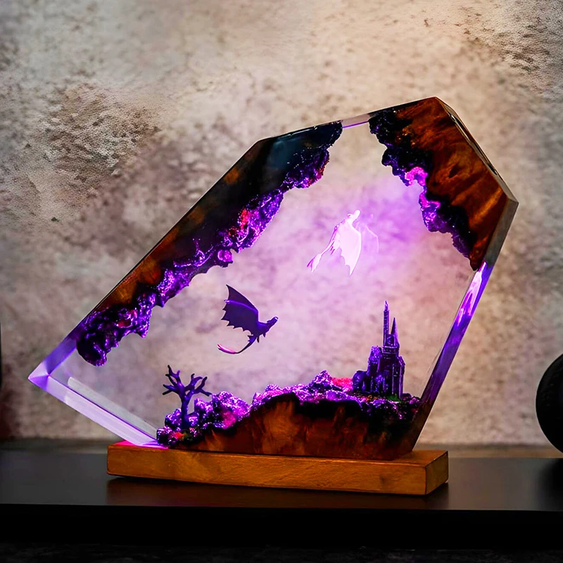 Dragon Organism Resin Table Light Creactive Art Decoration Lamp Cartoon Figure Theme 7 Colors Night Light  USB Charge