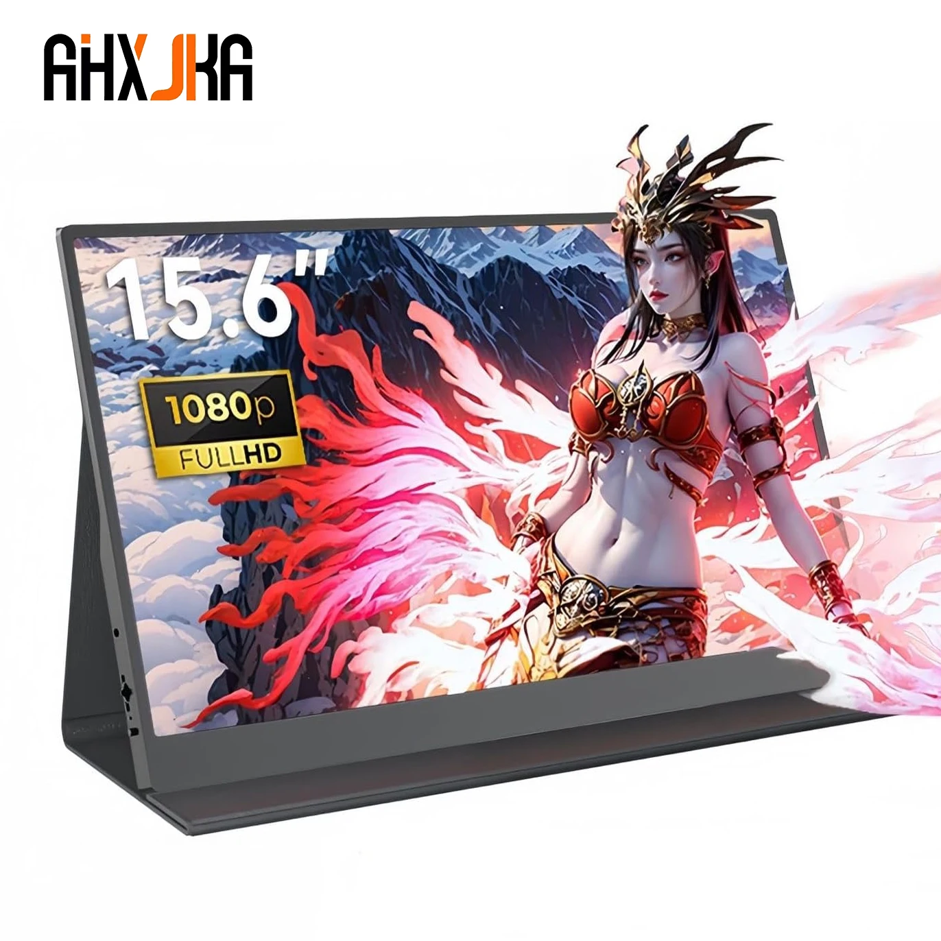 شاشة AHXJKA مقاس 15.6 بوصة محمولة لعرض ألعاب السفر 1080P HDR 16:9 ضوء أزرق منخفض لأجهزة الكمبيوتر المحمول Switch ps4 ps5 Xbox الهاتف الخليوي PC