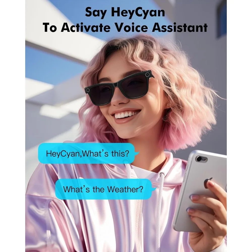 Smart Sunglasses with 4K HD Camera, AI Assistant, and Bluetooth for All view 5