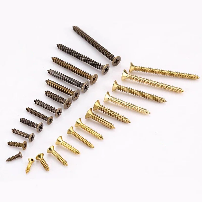 20/10pcs Brass Sink Head Phillips Self-tapping Screws Antique Bronze/gold DIY Wood Fasteners for Wood Fiberboard M2.5 M3 M3.5 M4