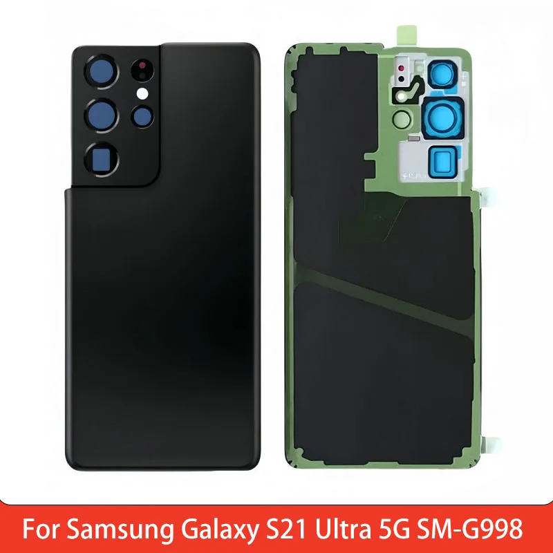 Battery Back Cover for Samsung Galaxy S21 Ultra 5G SM-G998 PC back cover with Camera Lens Adhesive Repair Replacement Part