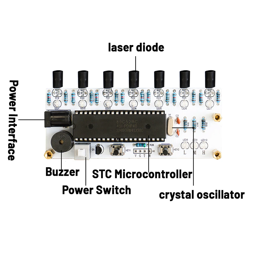 DIY Laser Harp Electronic Kit 51 Microcontroller Electronic Harp for Electronic Fabrication Scrap Soldering Project