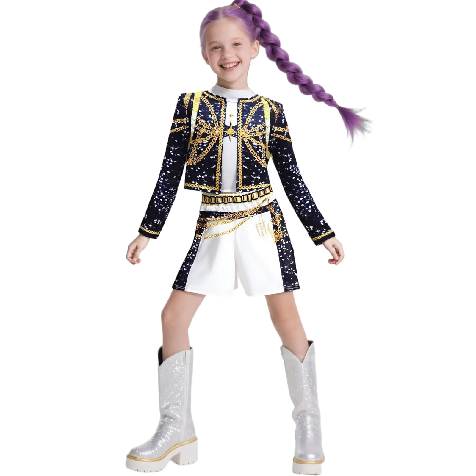 

Kids K-Pop Demon Hunters Zoey Rumi Mira Costume Dress Virtual Idol Movie Cosplay for Girls' Kids Halloween Carniva Costume