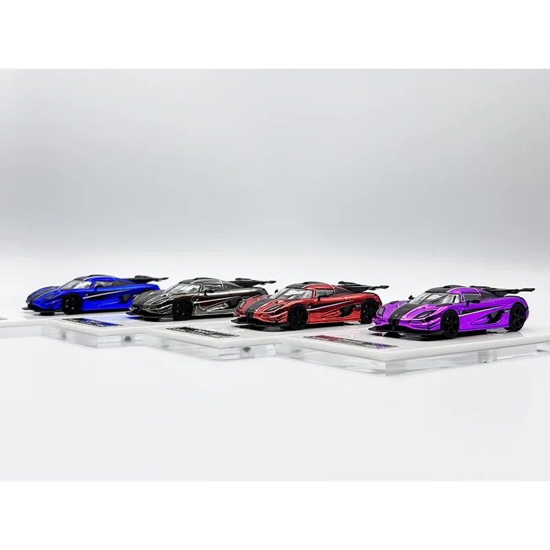 1:64 HKM Agera ONE 1 Chrome Carbon Diecast Diorama Car Model Collection Miniature Toys