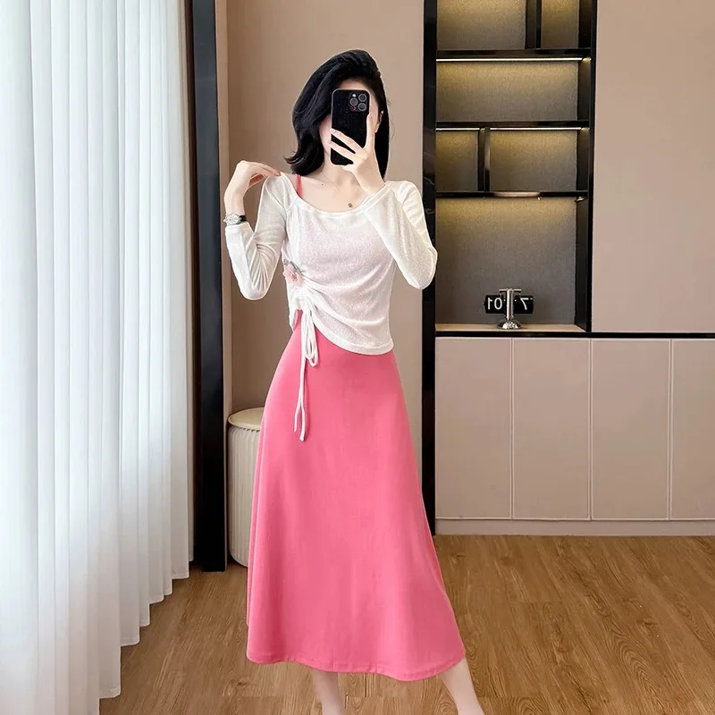 

Женское однотонное платье макси на тонких бретелях без рукавов, облегающее, повседневное, с расклешенным подолом