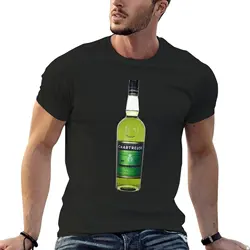 Green Chartreuse Bottle Oil Painting \t T-shirt Short sleeve tee summer tops anime fruit of the loom mens t shirts