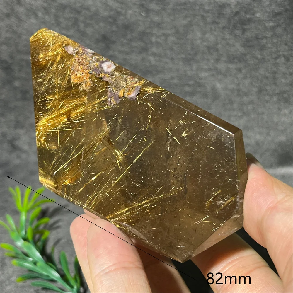 Crystal Natural Rutile Golden Free Form Minerals Smokey Spiritual Raw Stone Quartz Flash Hair Reiki Healing Home Decoration