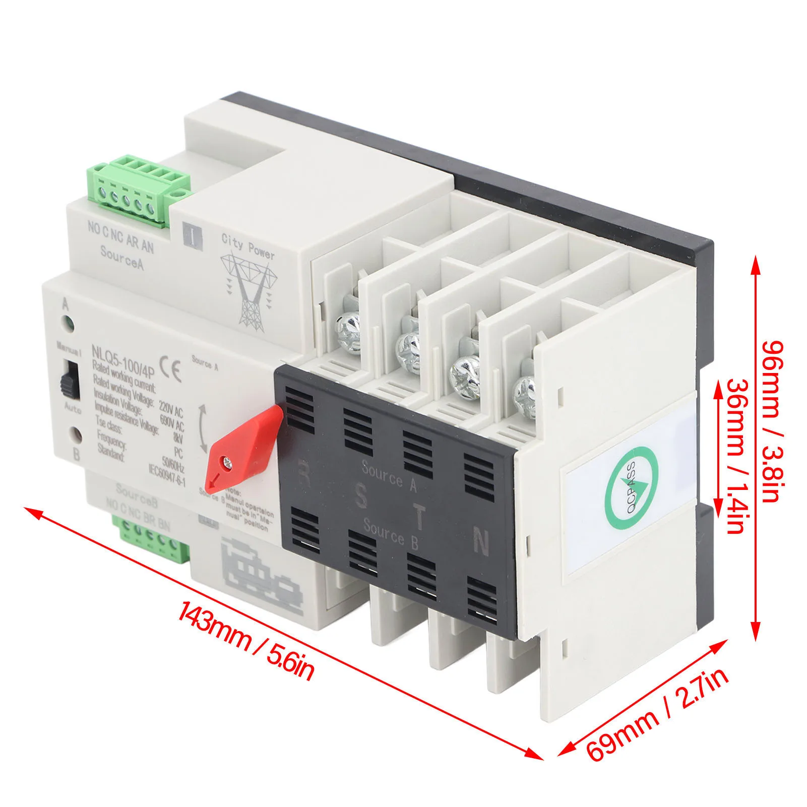 AC220V Dual Power Automatic Transfer Switch 4P Millisecond Switching Generator Changeover Switch ATS Dual Power Transfer Switch