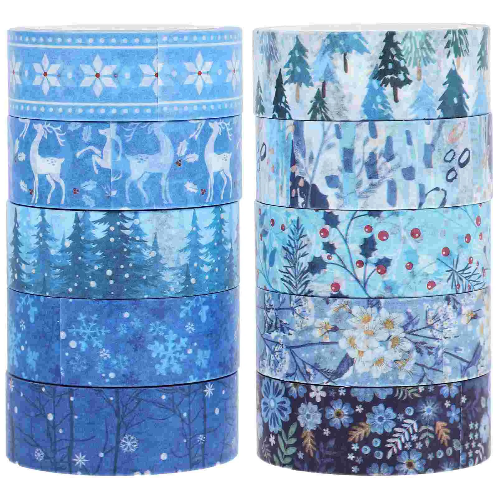 10 Rolls of Crafting Tape Scrapbooking Tape DIY Washi Tape Xmas Themed Washi Tape Winter Season Tape