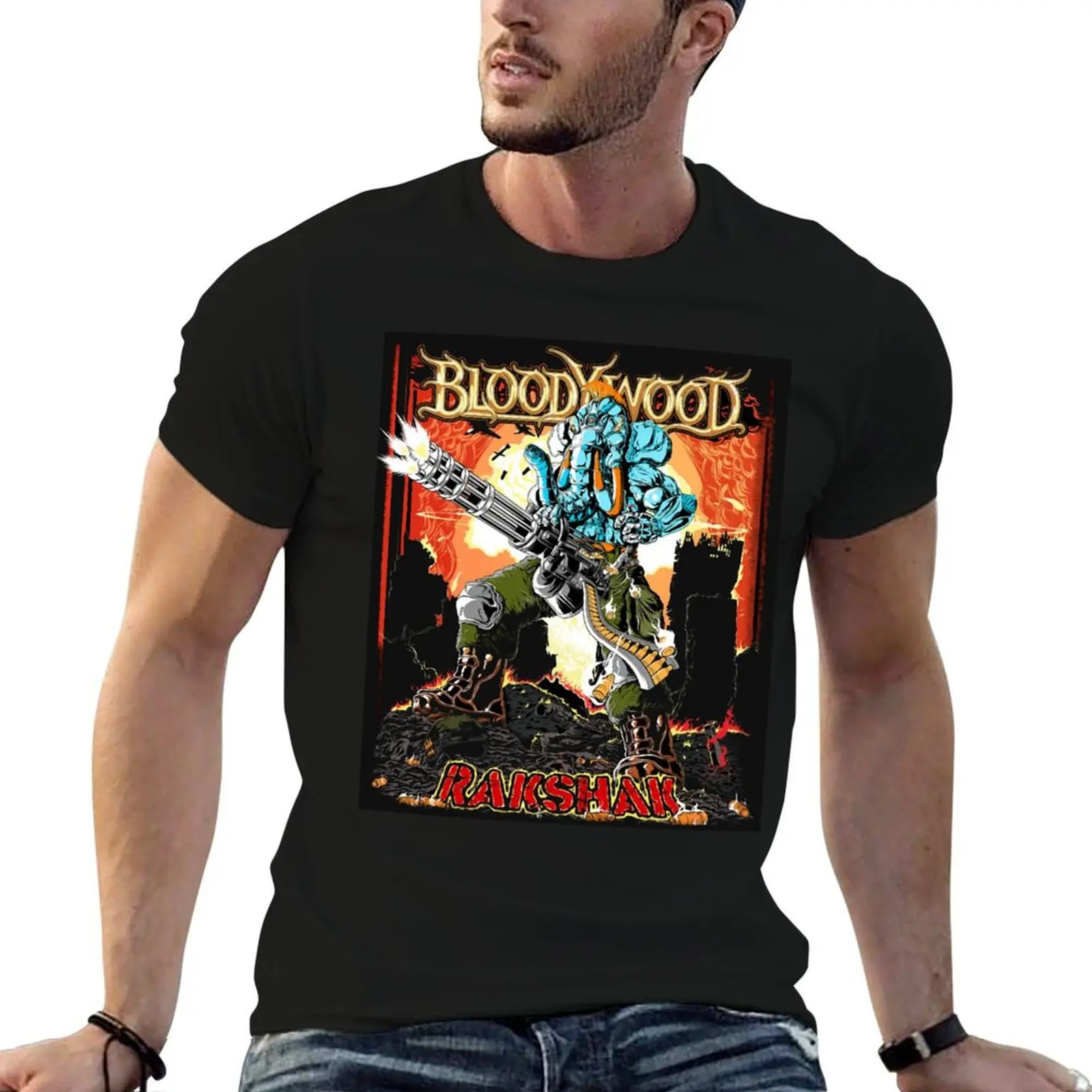 تي شيرت Bloodywood تي شيرت رجالي عادي تي شيرت للرجال حزمة تي شيرت أبيض