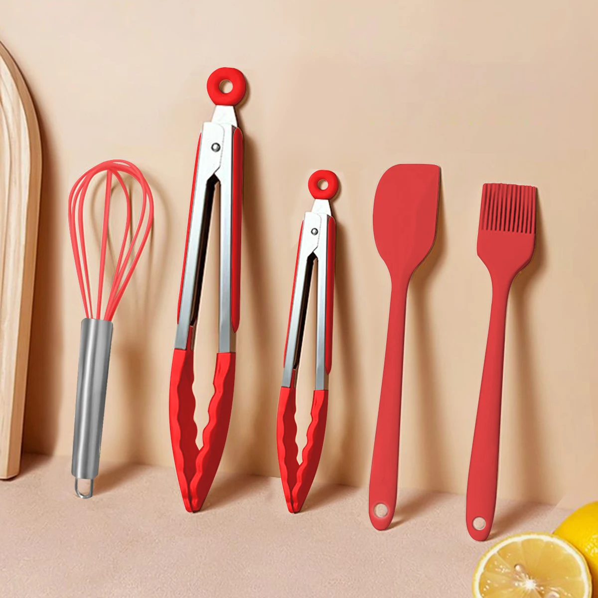 Kitchen utensil set, 5-piece mini silicone cooking utensil set, heat-resistant non stick kitchen small tools, spatula set
