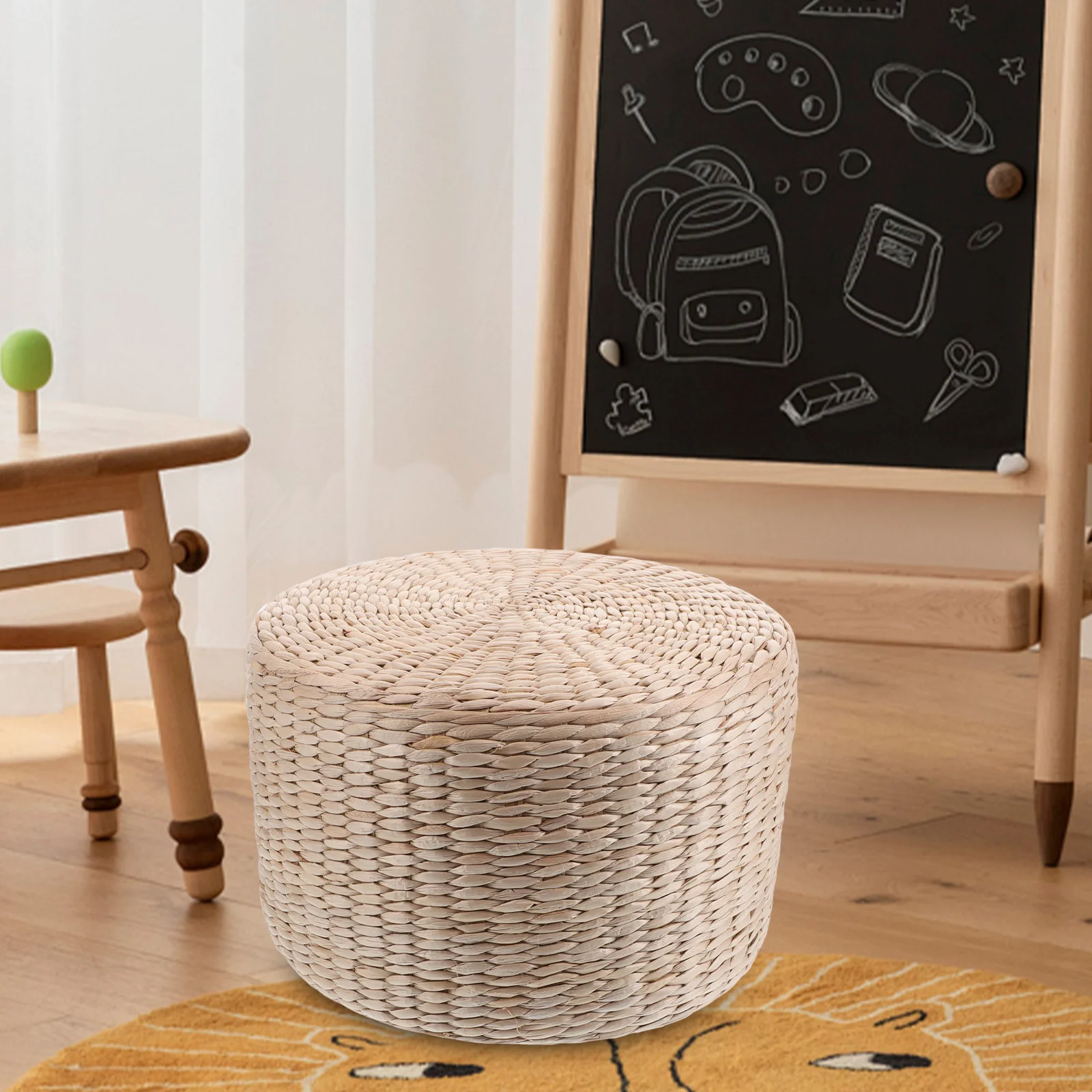 Woven Straw Stool Japanese Style Round Floor Pillow for Handcrafted Retro Seat Cushion Multi Functional Home Decor