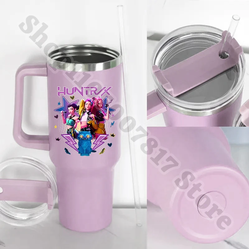 زجاجة مياه رياضية للأطفال من KPop Demon Hunters مع شفاطة 40 أونصة محمولة من الفولاذ المقاوم للصدأ كوب معزول للأطفال أكواب عصير للمشروبات الباردة #1
