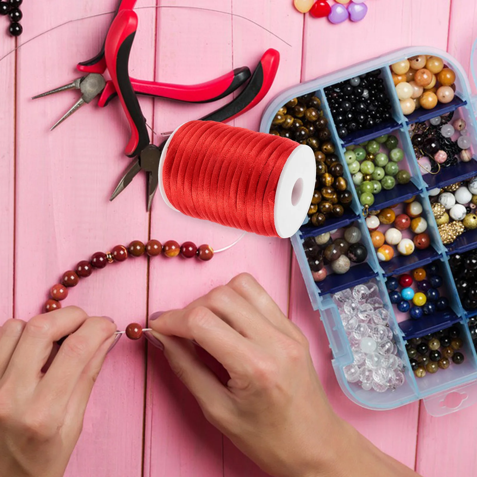 

1 Roll Red Chinese Knotting Cord Elastic Rope String for Jewelry Making DIY Craft Bracelet Ornament Wire