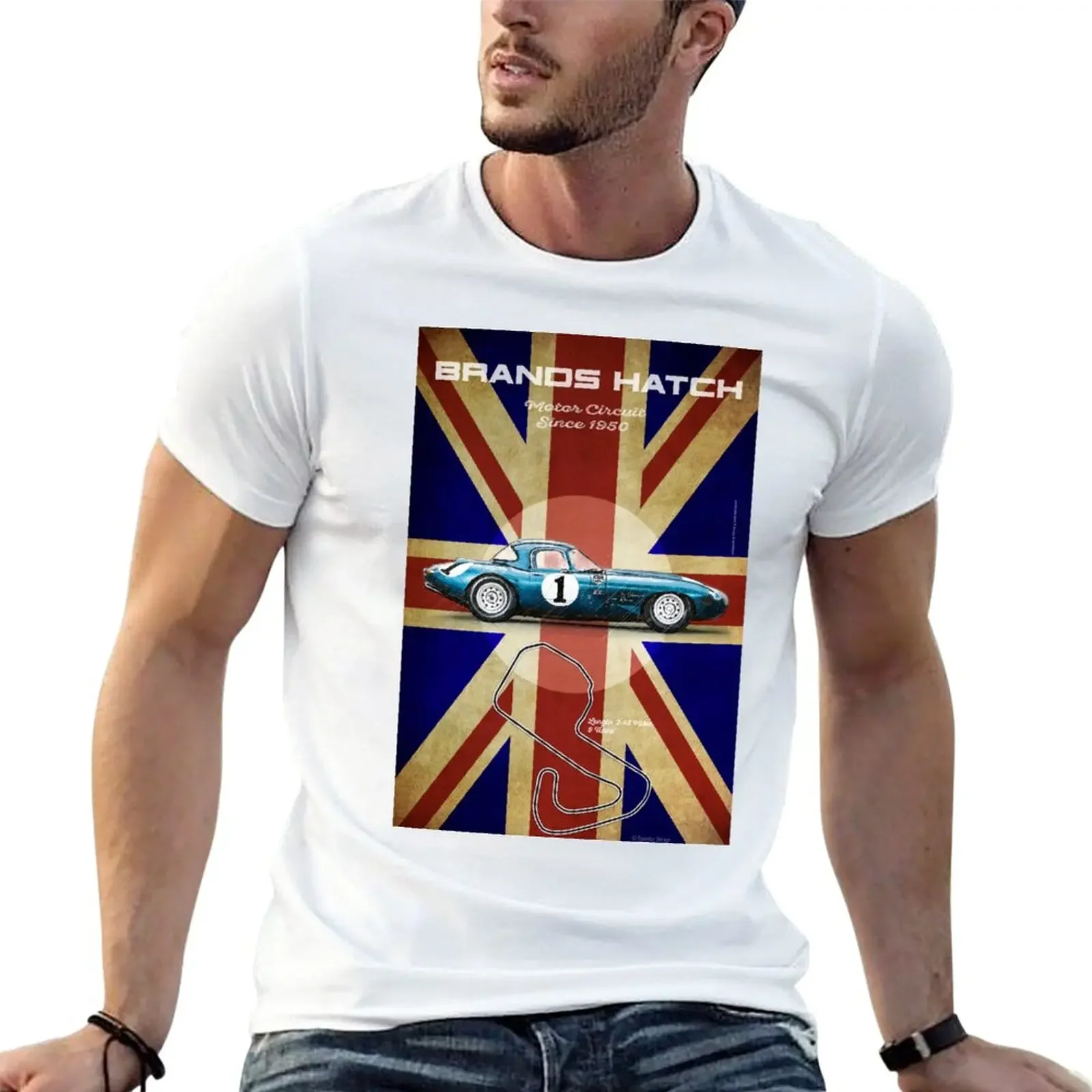 Brands Hatch E-Type Vintage T-Shirt anime tees mens t shirts pack