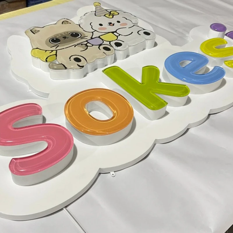 Custom 3d Channel Letters Crystal Sphere Jelly Luminous Word Sign Custom 3D Jelly Acrylic logo Sign Candy Style
