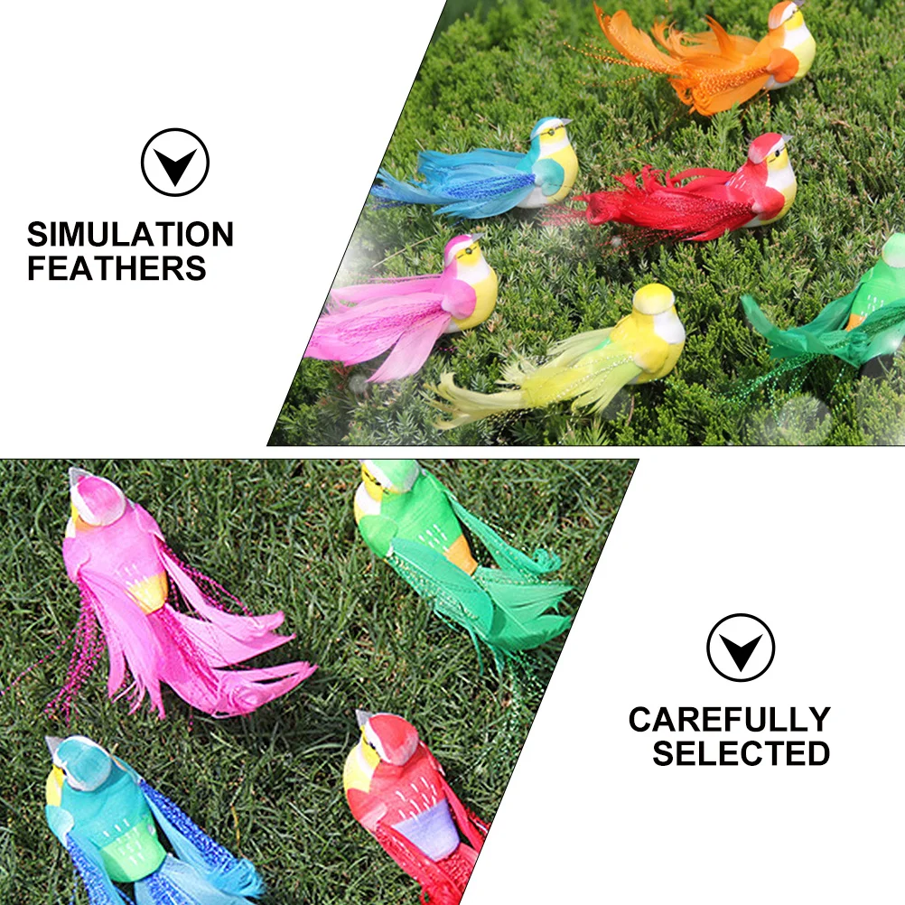 

6Pcs Artificial Birds Decoration Realistic Embedded Eyes Tree Branch Clips Christmas Party Garden Decor