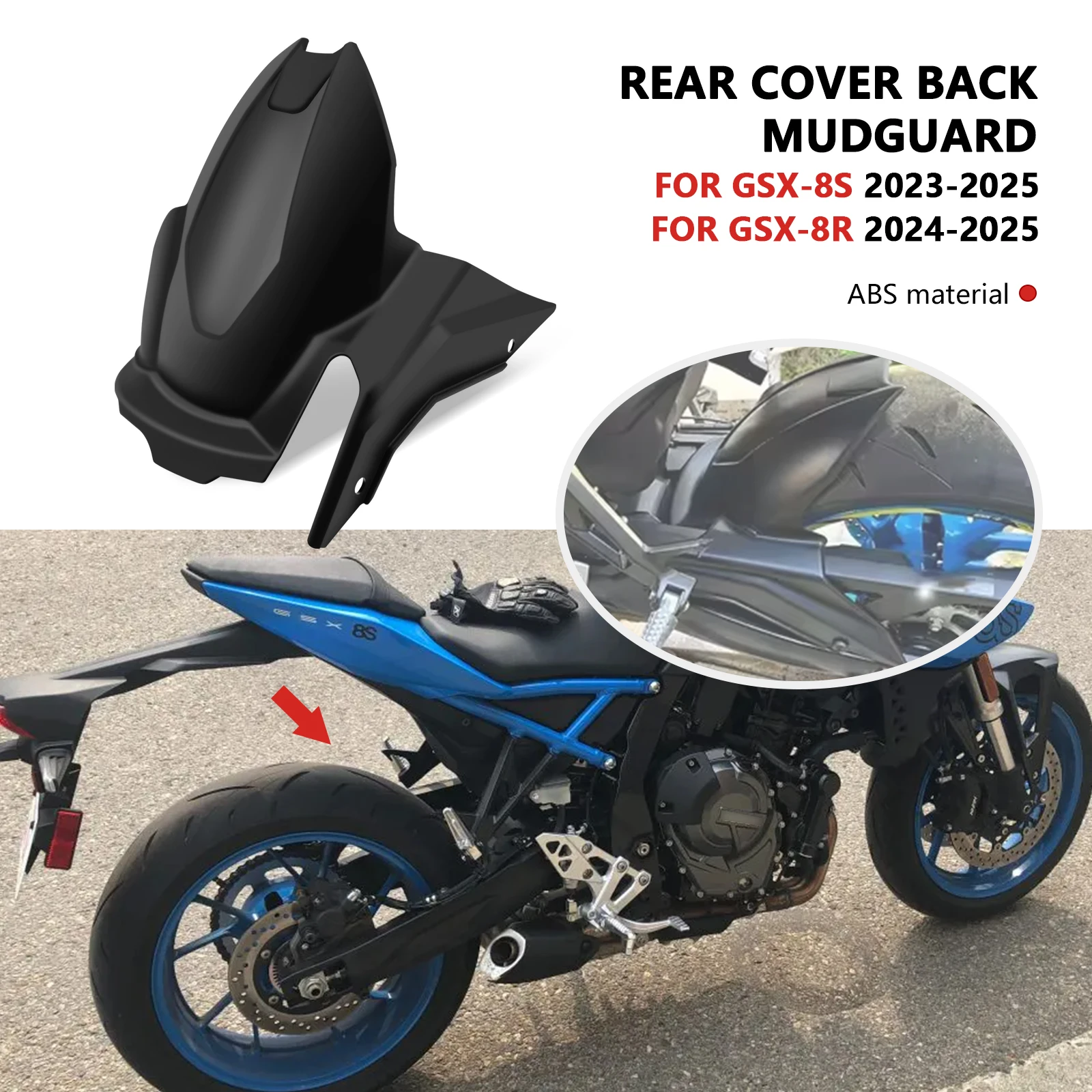 

Motorcycle Accessories Rear Fender Mudguard Mudflap Guard Cover Fit For GSX-8S GSX8S GSX-8R GSX8R 2023-2025 2024