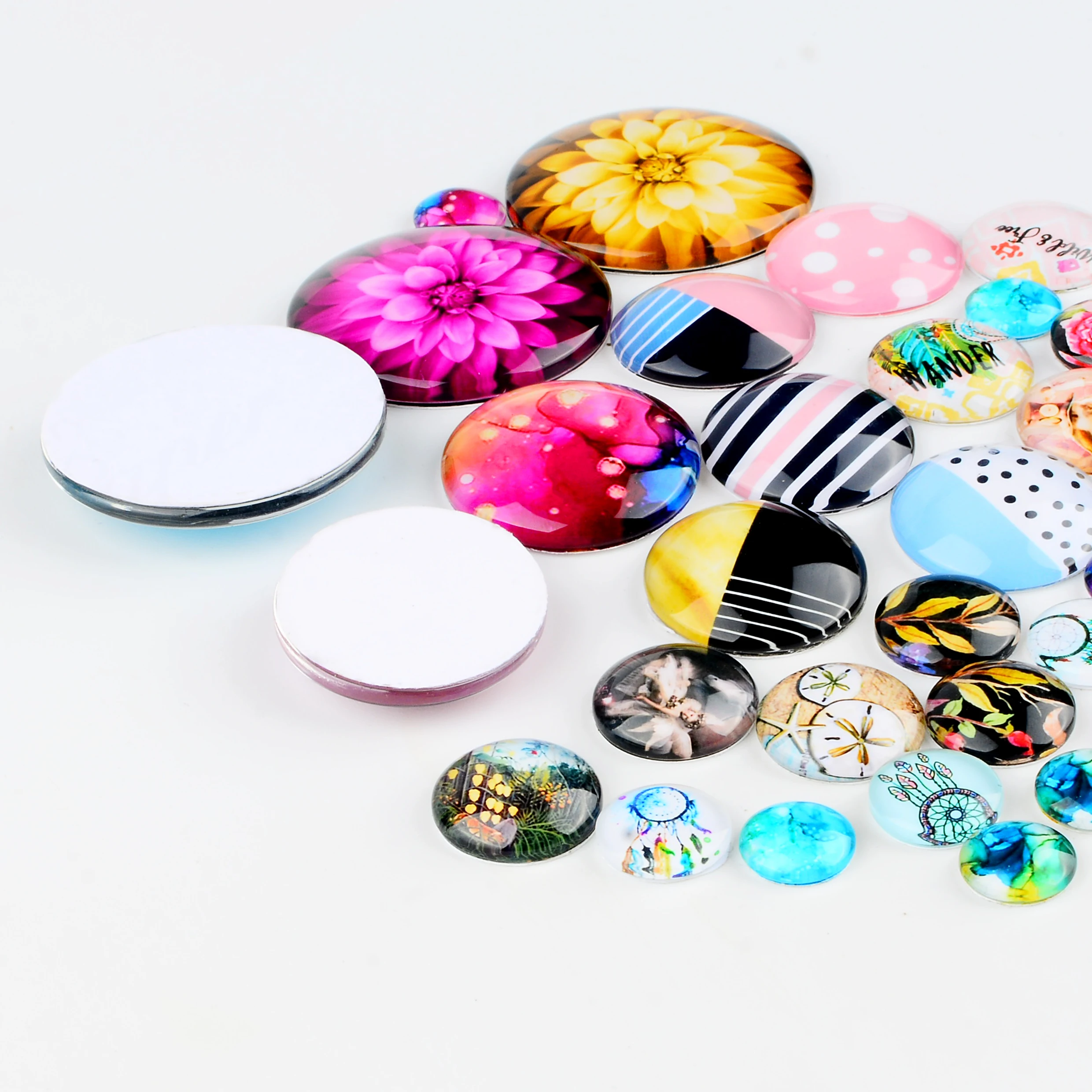 Handmade Round Leopard Print Photo Glass Cabochons, Jewelry Finding Cameo Pendant Settings, (F047-583)
