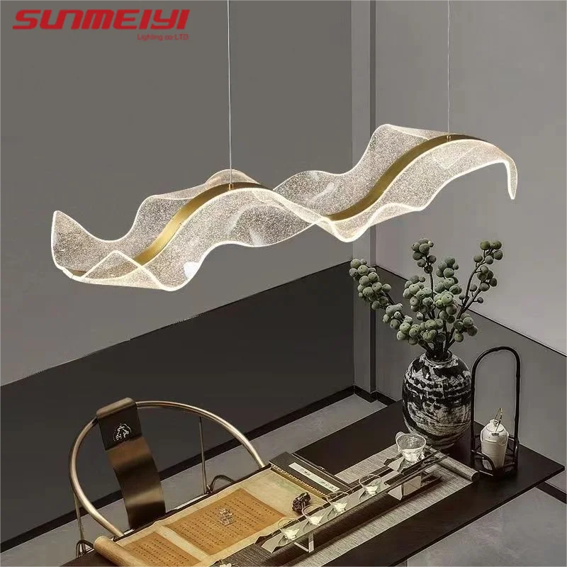 Modern Nordic Creative Wave LED Chandelier Living Room Restaurant Dining Table Coffee Bar Chandelier Home Decoration Hanging