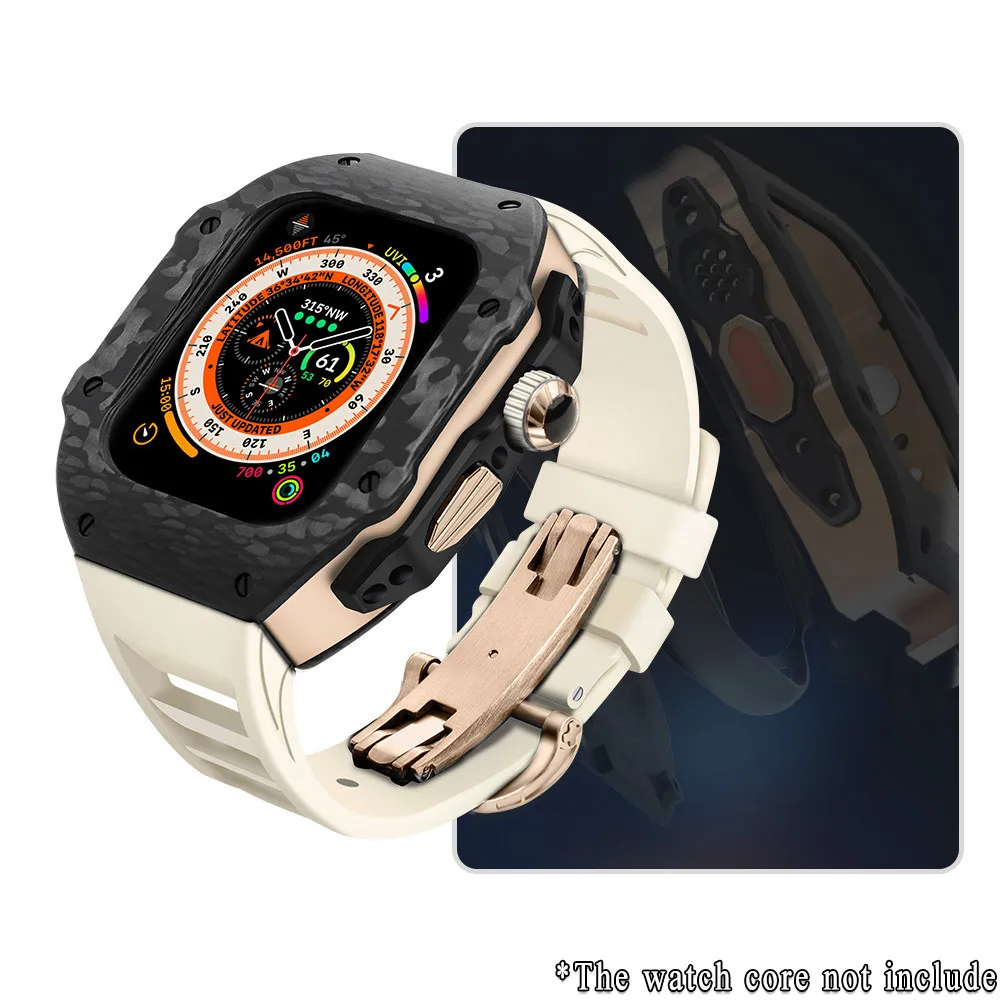 Luxe koolstofvezel modificatiekit compatibel voor Apple Watch Ultra3 49 mm 44 mm 45 mm Iwatch-serie 9 8 7 6 5 4 SE3/2/1 ultra 3