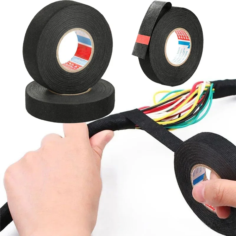 

15M High Temperature Resistant Cloth Tape Wiring Loom Harness Self-Adhesive Felt Cloth Electrical Tape For Automotie Engine