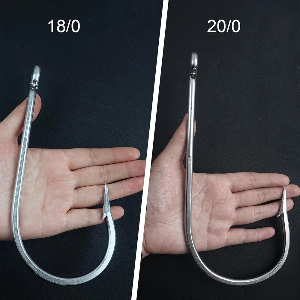 2Pcs 7731 Stainless Steel Fishing Hooks Large Shark And Tuna Bait Hooks Extra Strong For Saltwater Fishing Size 16/0 18/0 20/0