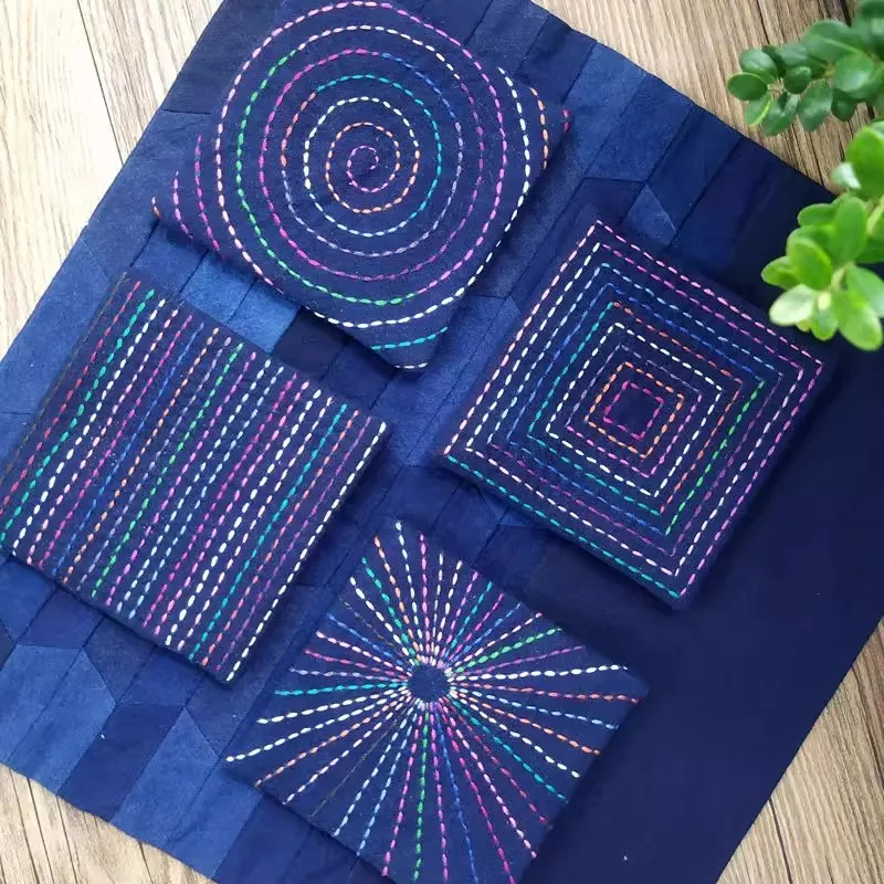 

4 шт. красочные подставки для самостоятельного изготовления сашико, полные швейные принадлежности для начинающих для взрослых, стартовый набор для вышивания и рукоделия