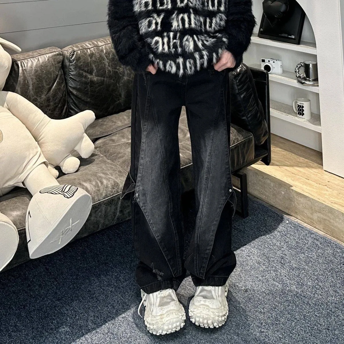 Estrela jeans para mulheres meninas baggy bonito retalhos calças jeans y2k cintura alta jeans grunge roupas estéticas