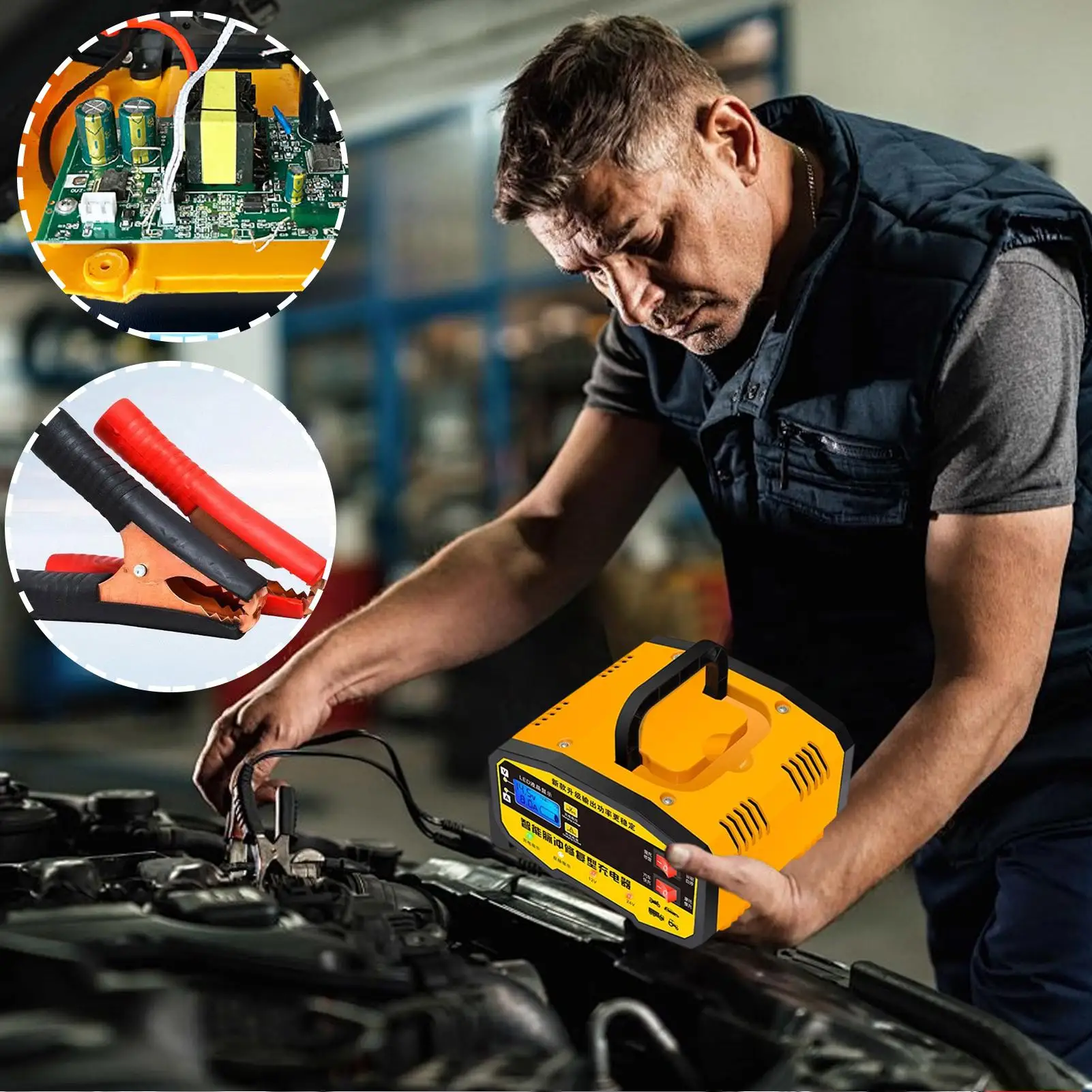 

Зарядные устройства для автомобильных аккумуляторов, 12 В, автомобильный аккумулятор, 12 В, 24 В, зарядное устройство с автоматической остановкой, цифровой держатель для автомобильного грузовика