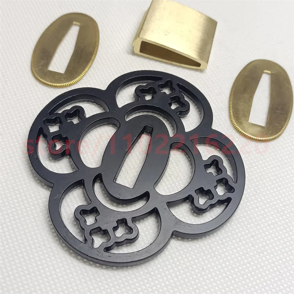 High Quality Steel Iron Tsuba Handguard Guard Copper Brass Habaki Seppa For Real Japanese Japan Samurai Katana Sword Fittings