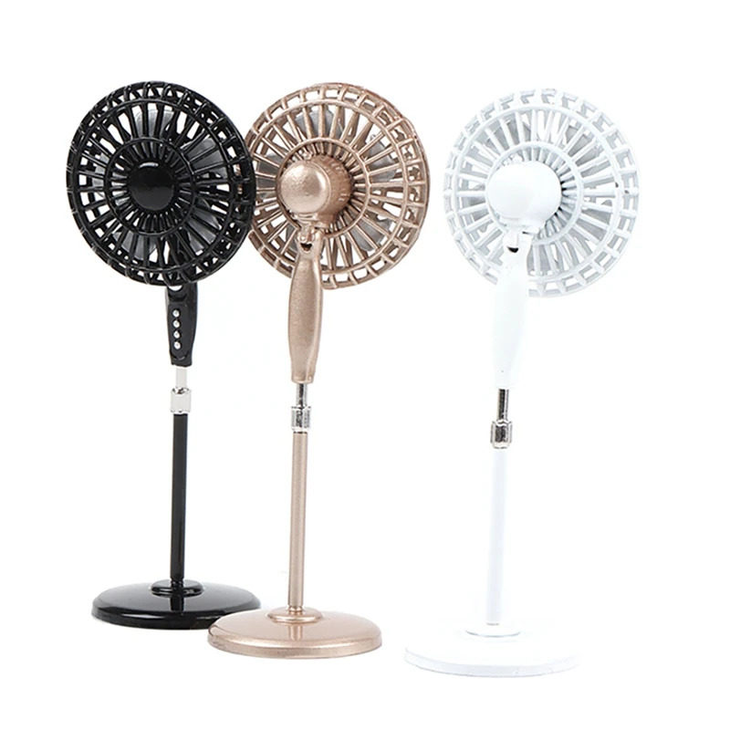 1:12 Dollhouse Mini Metal Fan Rotating Mini Electric Fan Models For Dollhouse Living Room Furniture Accessories