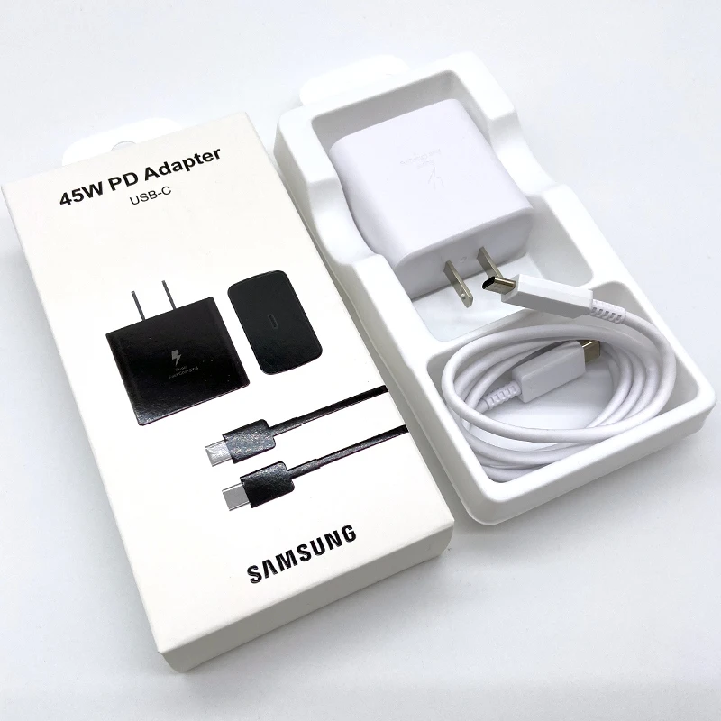 

SAMSUNG PD 45W Super Fast Charging Original US Wall Charger 5A USB C To Type-C Cable For Galaxy S24 S23 S22 Ultra A54 A53 Note20