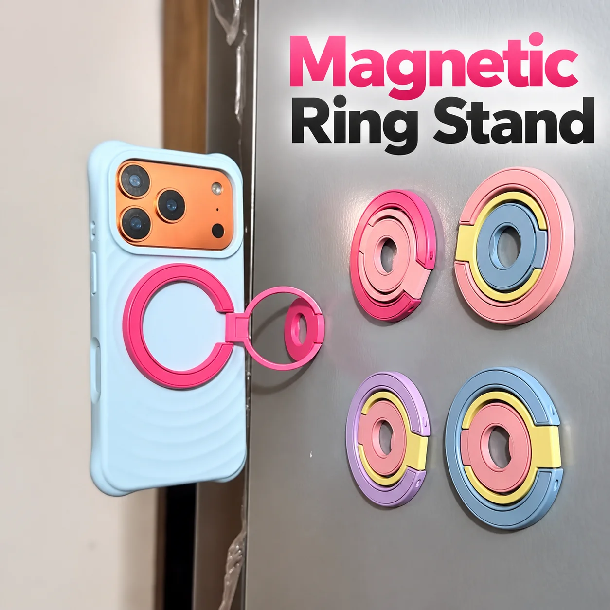 Dopamine Color Ring Magnetic Phone Holder For Magsafe Portable Folding Cellphone Stand Accessory Grip Bracket Support Universal