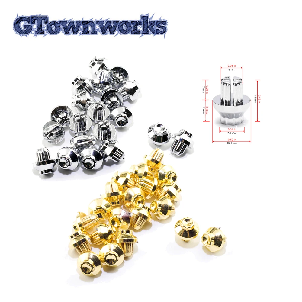 25pcs 8mm Car Universal Wheel Rivets Nuts  For Refits Rims Cap Lip Screw Bolt Tires Decoration Replacement Parts Silver Gold