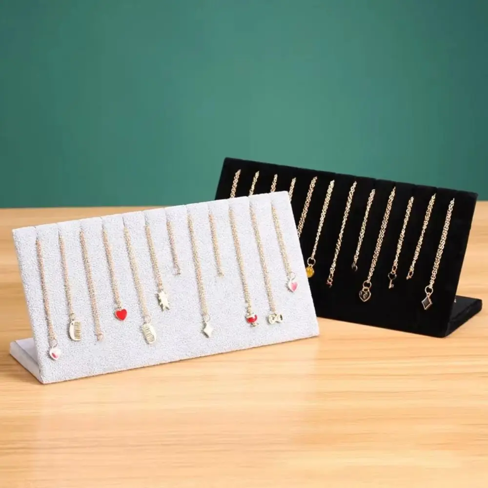 New L-shaped Necklace Display Stand Large Capacity Simple Earring Holder Plush Durable Jewelry Storage Rack