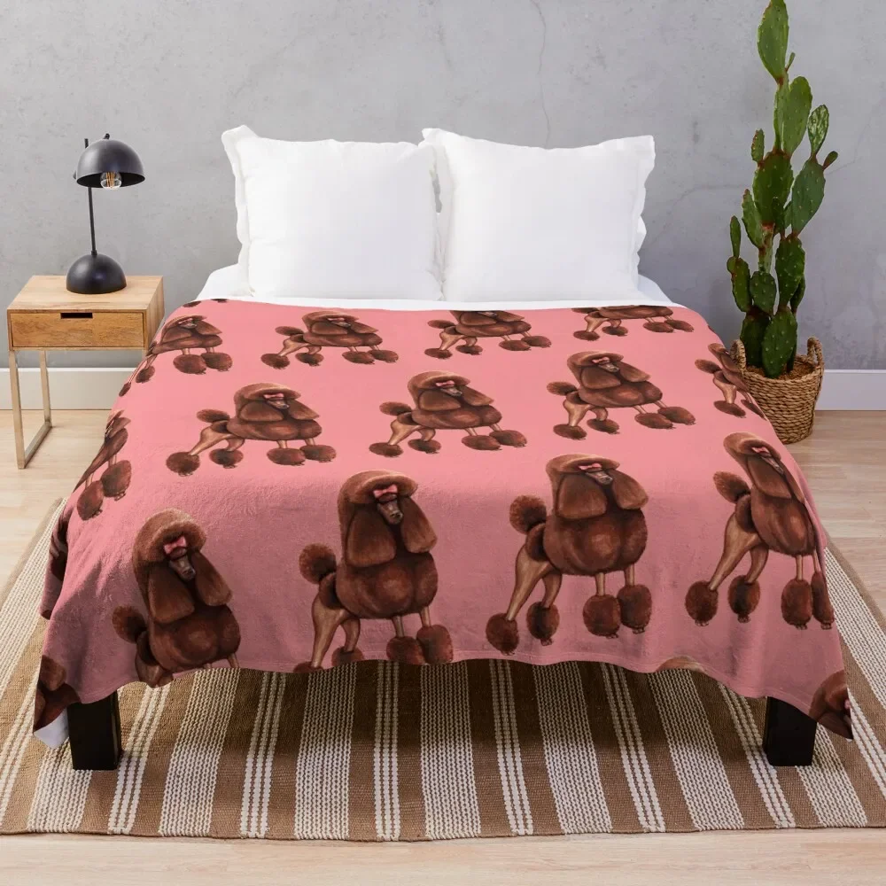 

Poodle Pattern - Pink Throw Blanket Personalized Gift Weighted Sofa Throw Cute Plaid Blankets