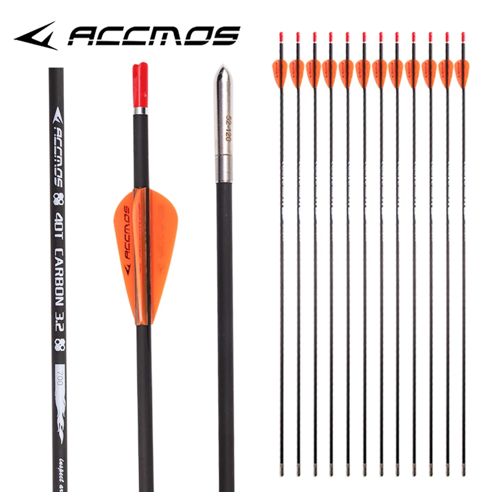 

6/12pcs Archery Carbon Arrow ID 3.2mm 31inch Spine 350 400 500 600 700 800 900 1000 +-0.009" for Bow Hunting Shooting Training