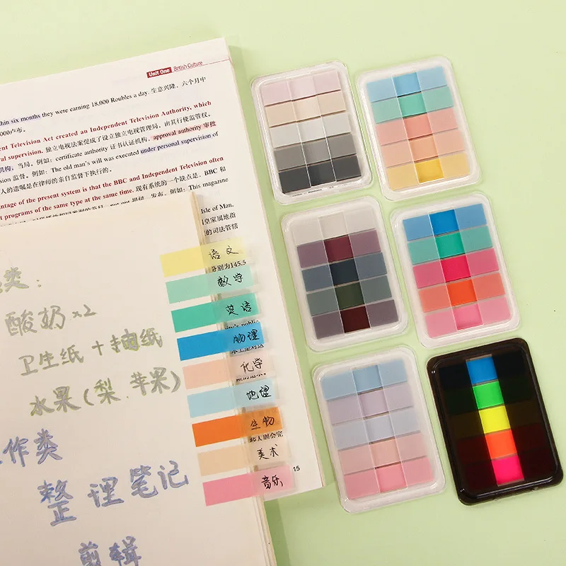 100pcs macaron color transparent stickers waterproof PET minimalist style high-end index sticky notes with strong adhesion