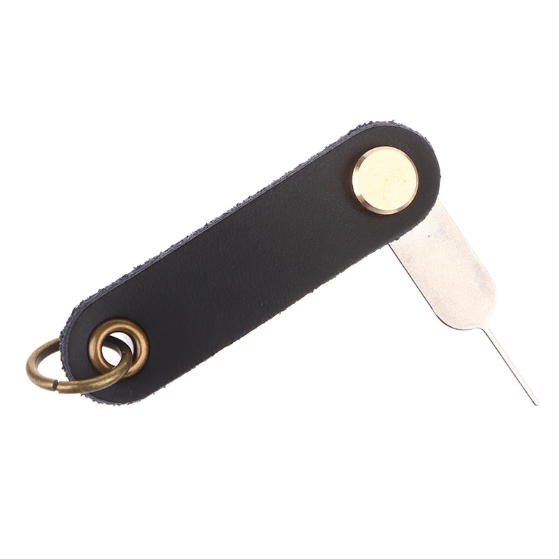 Ejetar Sim Card Tray para Celular, Open Pin, Needle Key Tool, Universal, PU Leather, 360 ° Rotary, Portátil, 1Pc