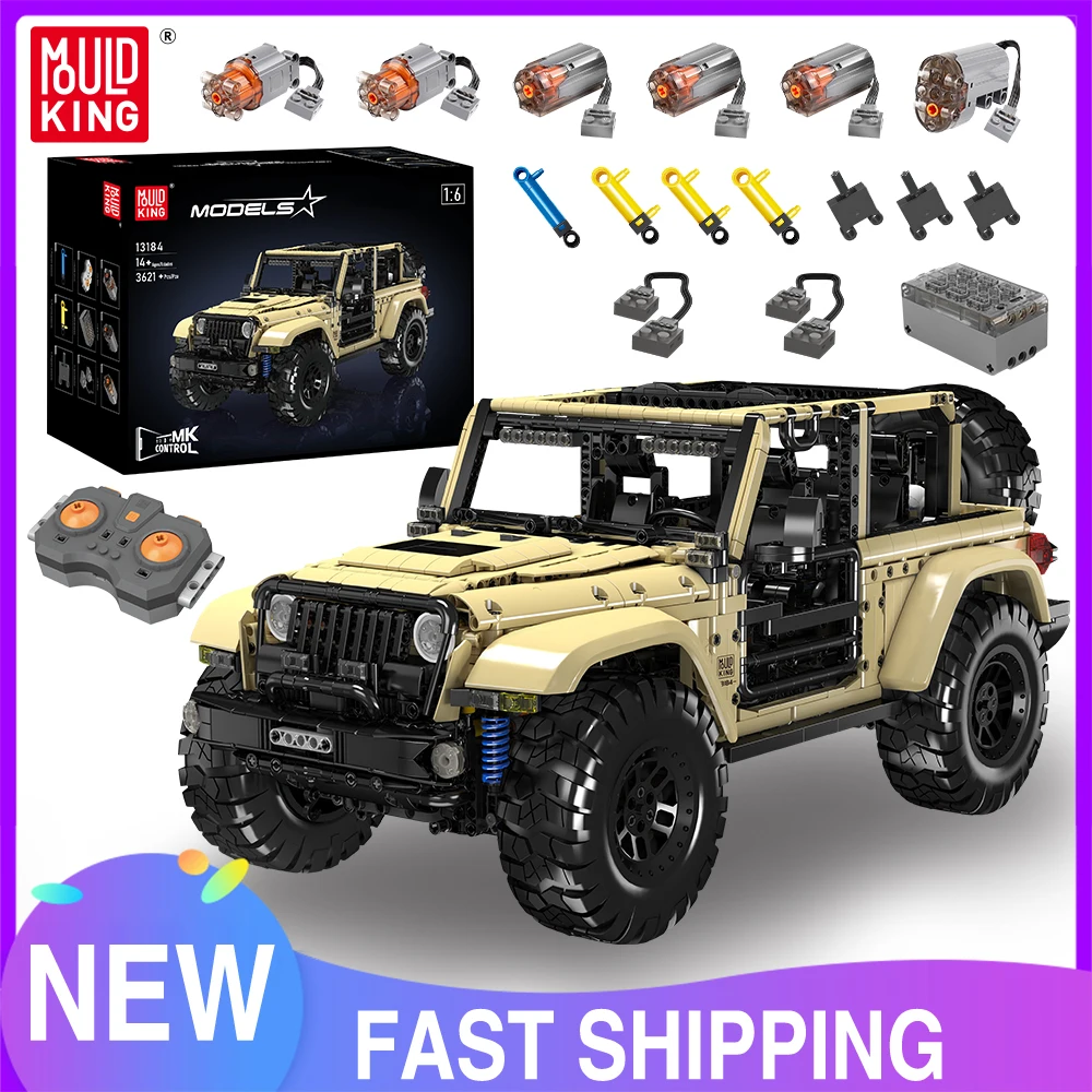 Mould King 13184 Technical Car Building Block Remote Control Wrangler Off-road SUV Model Assembly Car Toys Kids Christmas Gift