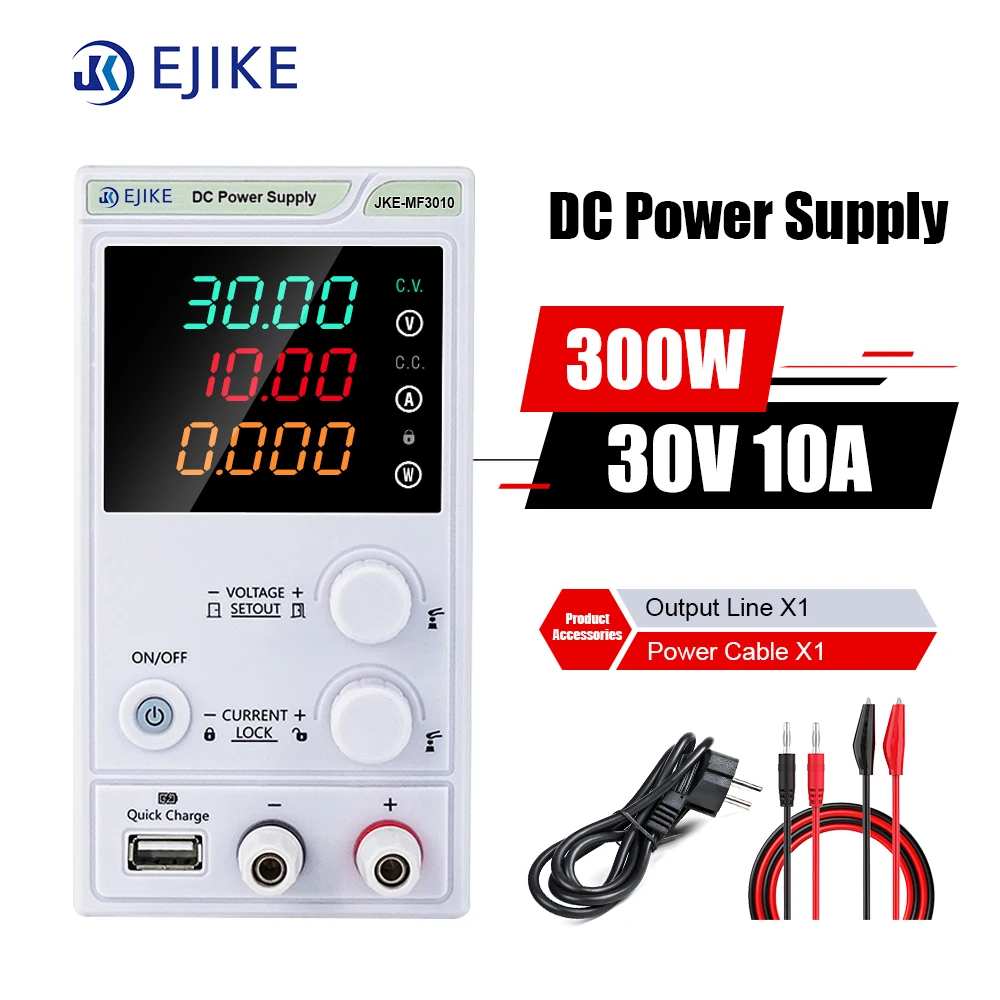 

EJIKE DC Lab Power Supply 30V 60V 100V Preset Voltage Current Adjustable Voltage Regulator Single Input Voltage 110V/220V