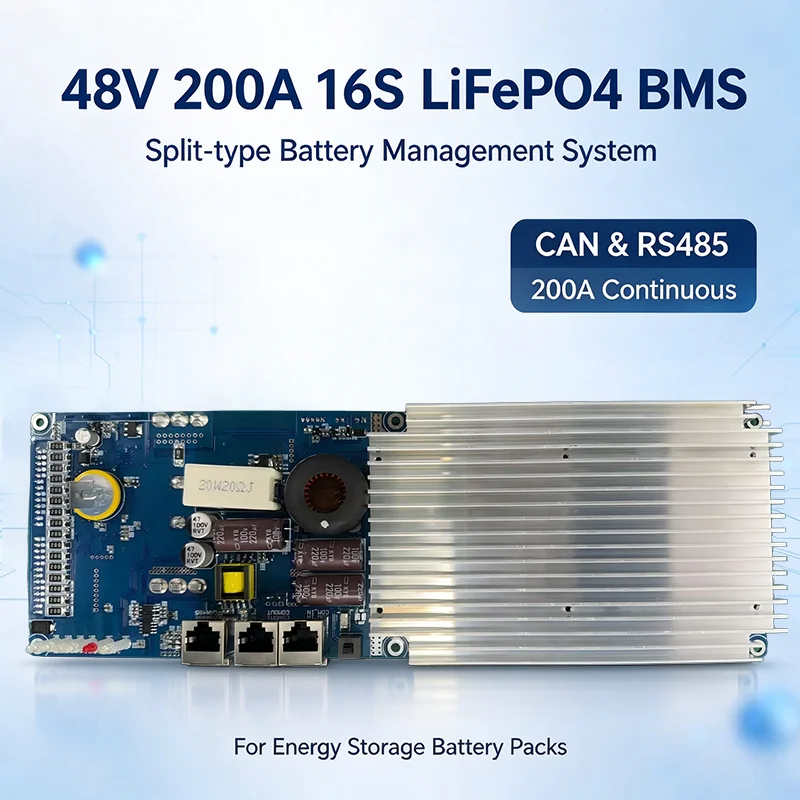 New Smart BMS 50A 100A 150A 200A 24V 48V LiFePO4 Battery 7S~16S CAN RS485 Inverter Communication Board Bluetooth