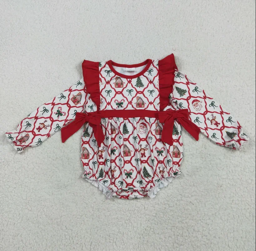 

hot sale boutique baby Christmas romper newborn baby one piece romper