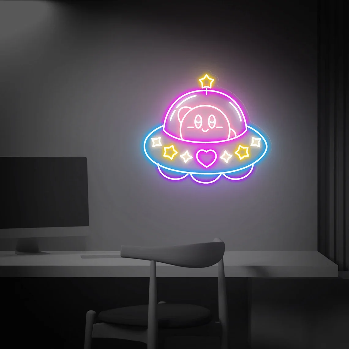 Anime UFO Neon Sign Custom Kir Neon Sign Kids Room Gaming Room Decor Personalized Gift Led Neon Sign Birthday Christmas Gift