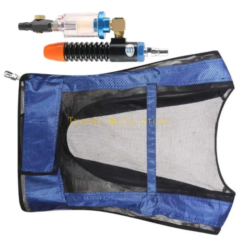 N5KB مكيف تبريد الهواء صدرية تنفس سترة تبريد لعامل البناء لحام الرياضة في الهواء الطلق سترة تبريد