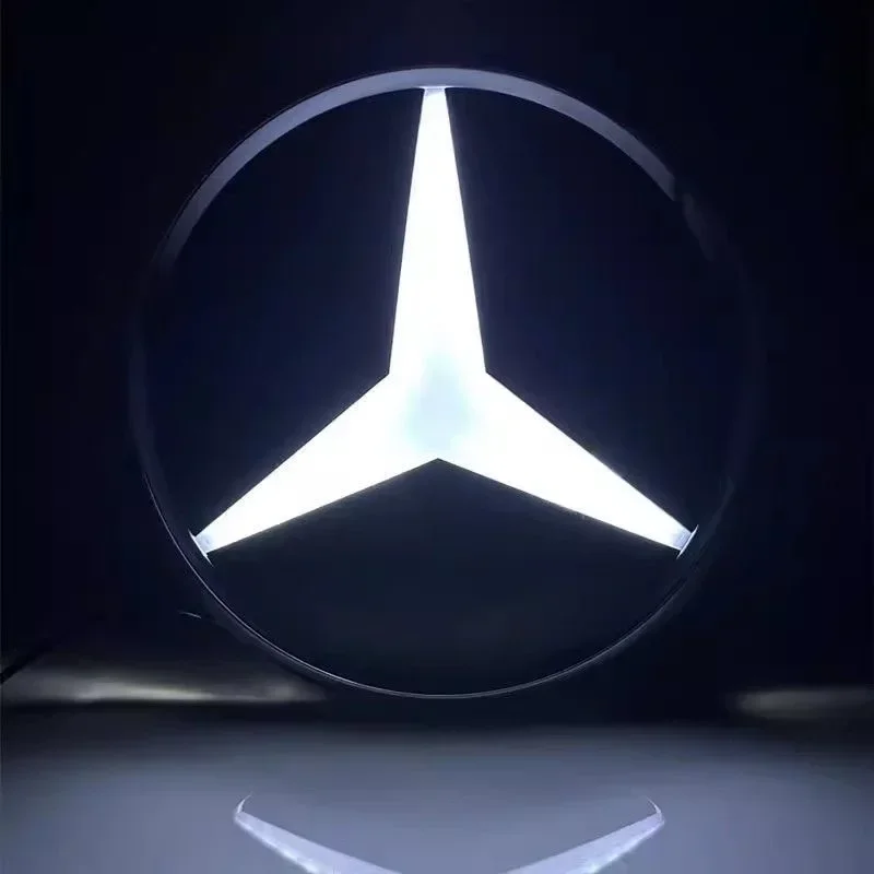 Mercedes Benz 3D Car Front Grill Logo Light LED Badge Emblem Luminous Decorative Light For Benz W205 C180L C260L W212 E200L W207