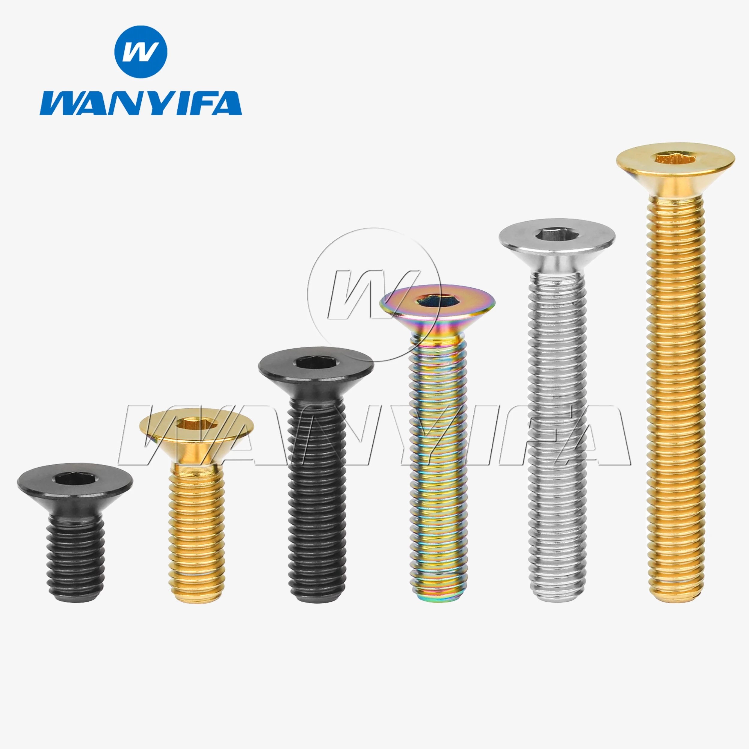Wanyifa Titanium Ti M8x15 20 25 30 35 40 45 50 60 65mm Countersunk Head Bolt Screw for Bicycle Motorcycle