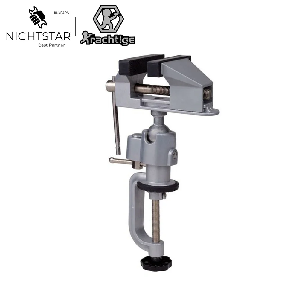 Compact 360° Swivel Bench Vise Aluminum Alloy Desk Clamp for Rotary Tool Craft Model Electronics Repair Hobby