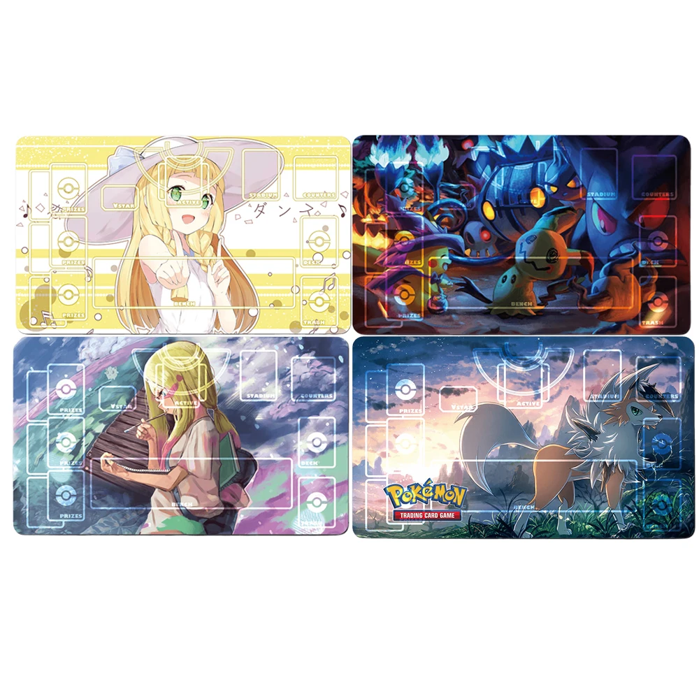 Anime Pokemon PTCG Trainer Lillie Selene Cool Handsome Dedicated Game Battle Card Mat Anti-slip Game Table Mat Gift Toy